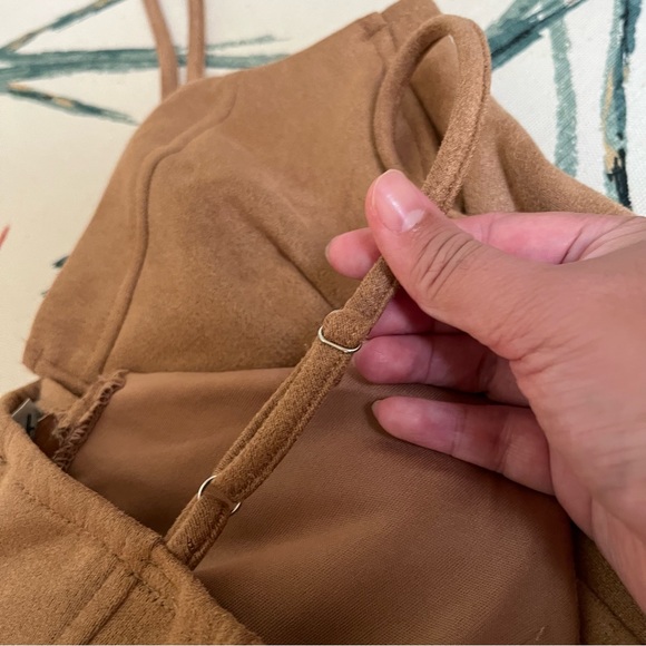 Papaya NEW Brown Faux Suede Underwire Bra Shapewear Dress Size Large - Picture 8 of 10